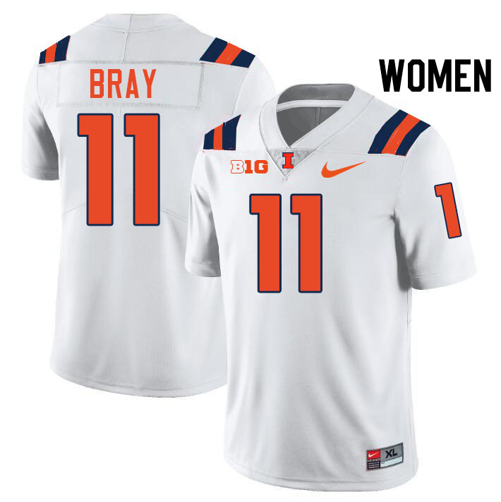 Women #11 Alex Bray Illinois Fighting Illini College Football Jerseys Stitched-White